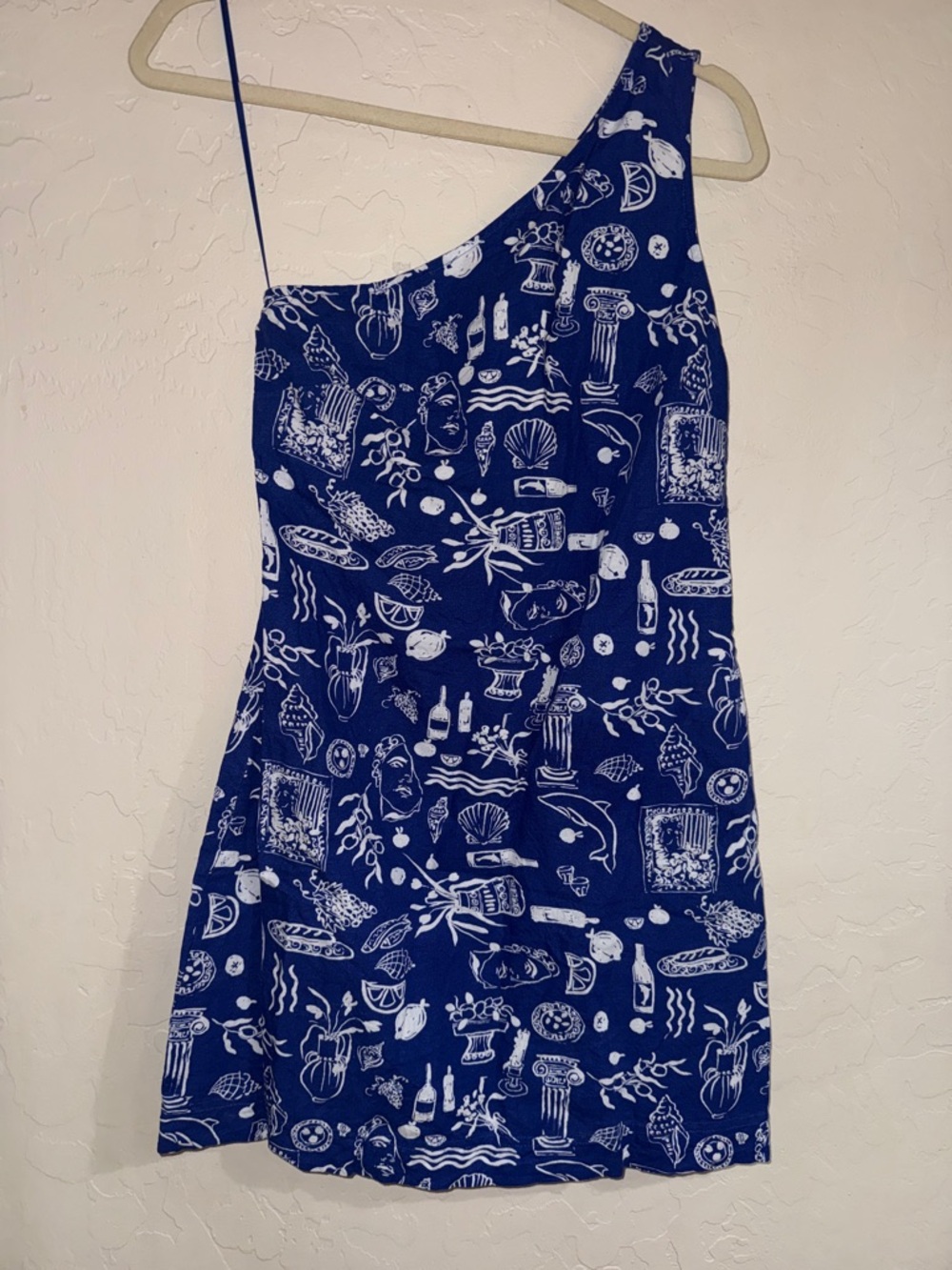 Madewell x Lisa Says Gah! One-Shoulder Mini Dress linen blend size 0